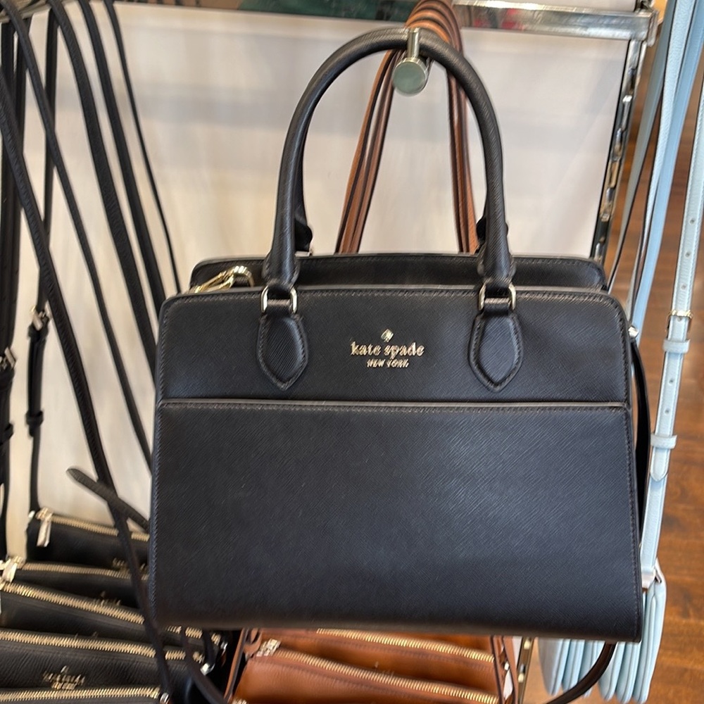 Kate Spade Madison Safiano Leather Medium Satchel Handbag 
COLOR: Black 
NWT